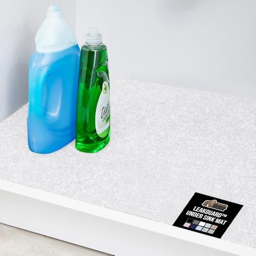 GORILLA GRIP LeakGuard Under Sink Mat for Kitchen Cabinet, 24x40 White