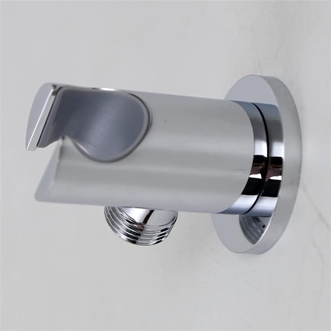 Hand Held Shower Head Holder Hose Connector Shower Wand Holder Wall Mount Handheld Shower Handle Sprayer Holder Shower Hose Adapter Shower Elbow with Spray Head Bracket 1/2 NPT Female Thread Chrome