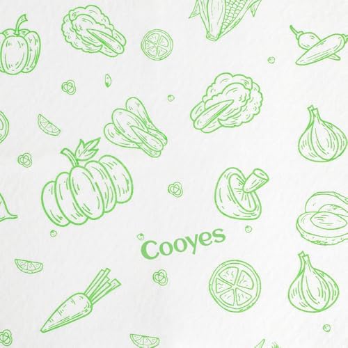 Cooyes Refrigerator Liners, Premium Absorbent Fridge Mats Non-Slip Washable, 12" x 24" Refrigerator Shelf Liners and Mats for Glass Shelves & Kitchen Cabinets, Non-Adhesive(6 PCS Green Veggie)