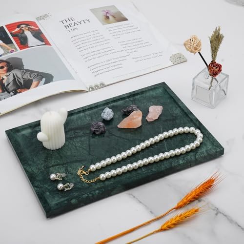 Real Luxurious Natural Marble Tray - 12x8 Inch Marble Vanity Tray