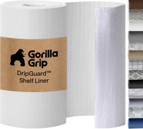 GORILLA GRIP Shelf Liner, Kitchen Drawer Protector, 17.5x120 White