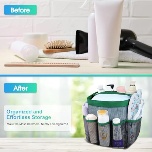 Mesh Shower Caddy Portable - 9 Pockets for College Dorm Room Essential