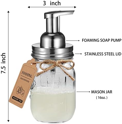 Amolliar Mason Jar Bathroom Accessories Set, 4Pcs Glass Rustic Bathroom Set