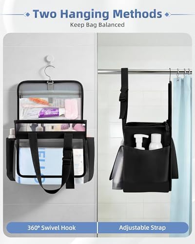 Marscamd Hanging Shower Caddy Organizer Bag with Quick Dry Mesh, Black