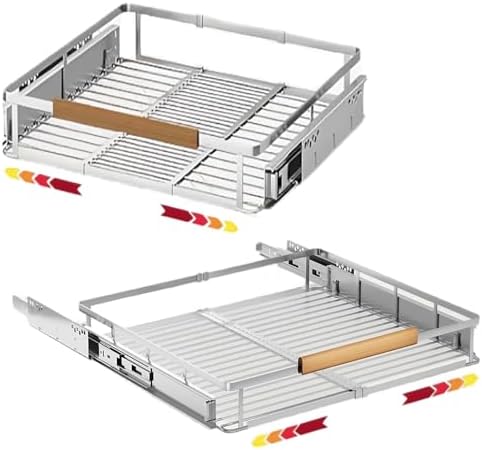 16.3~26.3"x17.3" Pull Out Cabinet Organizer，2Pack Expandable Sliding Cabinet Shelves，Side Mounting