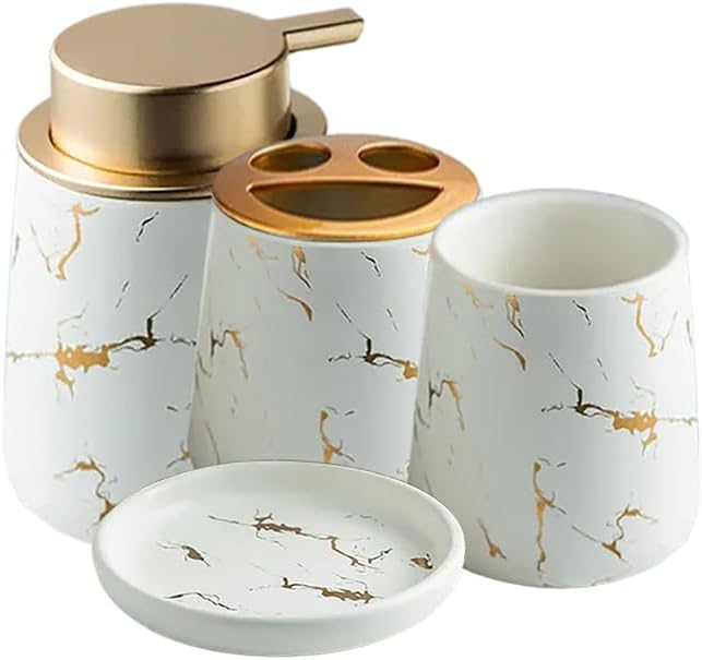 3 Piece Painted Ceramics Bathroom Accessories Set Durable Matte White