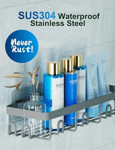 GVY Shower Caddy 5 Pack, Adhesive Shower Organizer Bathroom Shelves,Rustproof Bathroom Organizers and Storage for Home Decor, No Drilling Shower Shelves for Apartment Essentials