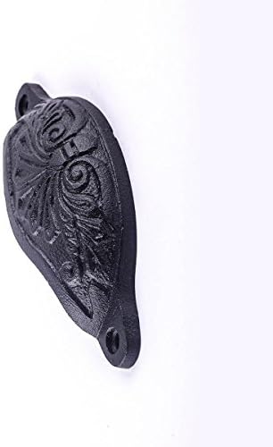 Renovators Supply Manufacturing Black Wrought Iron Cup Bin Pull Cabinet Drawer Handle 5", Pack of 2