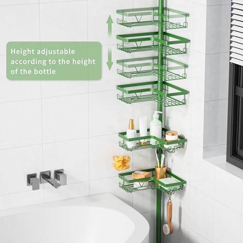 KEGII Shower Caddy Tension Pole, Bathroom Storage Shelf, Emerald Green