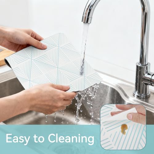 FIFTY FEET 18"x96" Non-Adhesive Shelf Liner for Kitchen Cabinets and Drawers, Washable Non-Slip PVC Cabinet Liner (White Modern)(1 Roll)