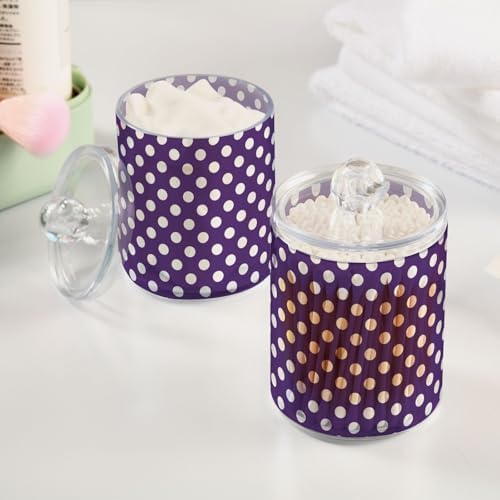 ALAZA Polka Dot Hipster Funny 4 Pack Qtip Holder Dispenser for Cotton Swabs, Balls, Pads, Floss 10 oz Plastic Canister Organizer