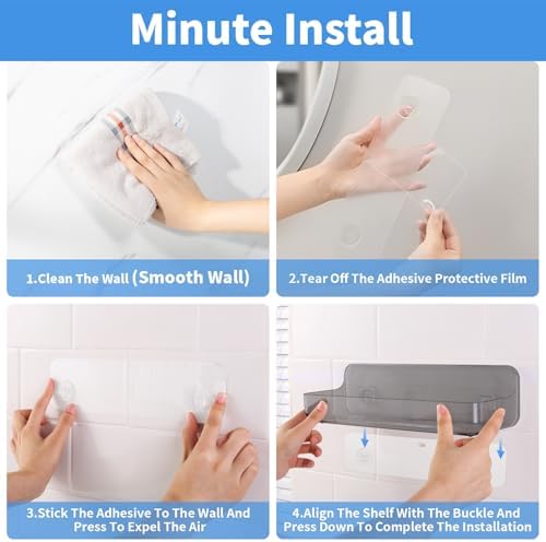 Diesisa Acrylic Wall Mount Organizer, Adhesive Shelves,2Pc Bathroom Shelves