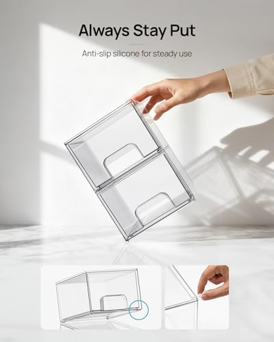 Vtopmart 10 Pack Small Clear Stackable Storage Drawers