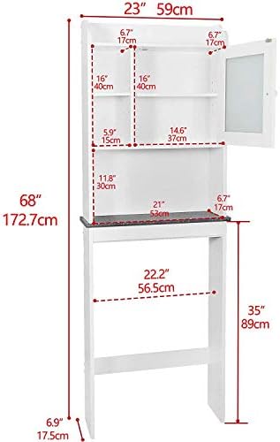 ZENY Over The Toilet Storage Cabinet, Bathroom Organizer with Adjustable Shelf and Double Doors, Freestanding Bathroom Space Saver Toilet Rack (White)