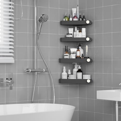 Sotfamily Plastic Shower Caddy Corner (for 90° Only), 4 Pack, Black