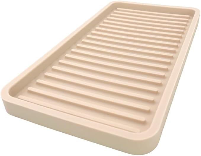 Silicone Sink and Surface Organizer Tray, Sponge Holder, Vanity Tray, Trivet, Heat Safe, Dishwasher Safe, for Bathroom and Kitchen Organization (Sand Dollar, 10"x5.25")