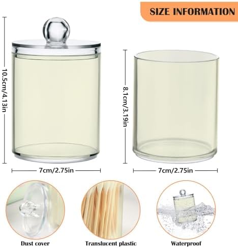 Gredecor 4 Pack Beige Qtip Holder Organizer Dispenser Clear Bathroom Storage Canister Cotton Ball Holder Bathroom Containers for Cotton Swabs/Pads/Floss