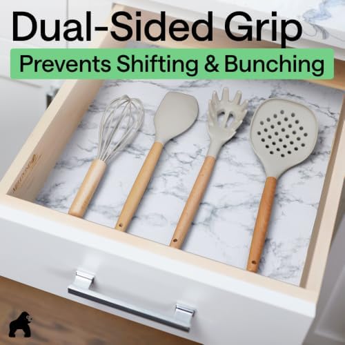 GORILLA GRIP Shelf Liner, Kitchen Drawer Protector, 17.5x120 Marble