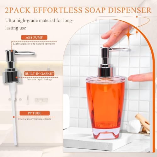 LGURT 4-Pc Orange Bath Accessories Set — Dispenser, Dish, Cup & Holder