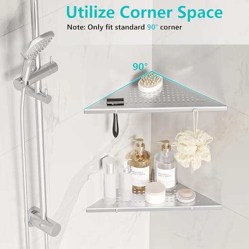 Qeke 10" Corner Shower Shelf, 2 Pack Tile Corner Shelves, Brushed Nickel