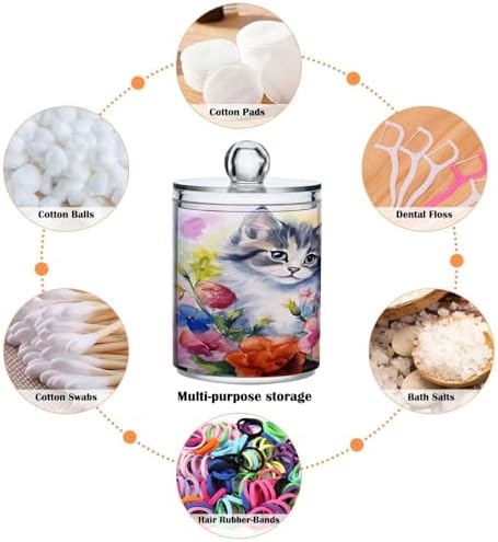 2 Pack Qtip Holder Dispenser with Lids, Plastic Storage Containers, Bathroom Canisters Organizer for Cotton Ball, Swab, Round Pads, Floss 21215774