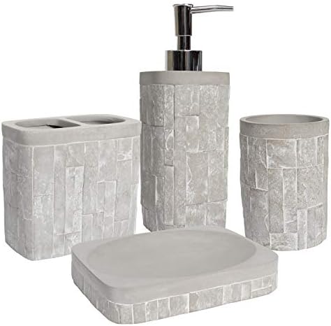Sweet Home Collection Bathroom Accessories Collection Unique Decorative Beautiful Designs Bath Décor, 4 Piece Set, Avalon(Pack of 1)