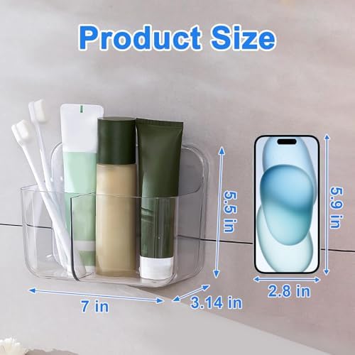 Diesisa Wall Mount Organizer, Adhesive Shelf, 2 Compartments Wall Shelves