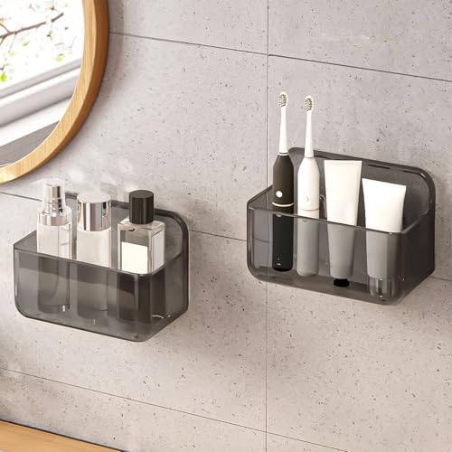 CGBE 2-Pack Cabinet Door Organizer, Self Adhesive Bathroom Shelves, Gray