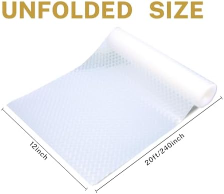 Non Adhesive Shelf Liner Cabinet Liners for Shelves, Drawer Liners for Kitchen Cabinets, Plastic Sink Liner Cutting Mat, Easy to Clean Bathroom Cabinet Mat Organizers and Storage 12" x20FT