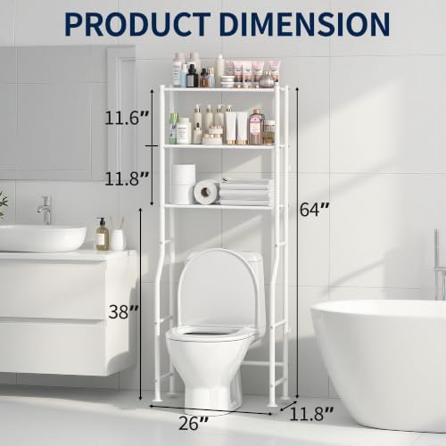 Livilord 3-Tier Over Toilet Storage, Anti-Wobble, White