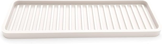 Silicone Sink and Surface Organizer Tray, Sponge Holder, Vanity Tray, Heat Safe, Dishwasher Safe, for Bathroom and Kitchen Organization (Vanilla Cream, 12"x4")