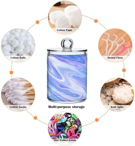 MNSRUU 2 Pack Qtip Holder Organizer Dispenser Liquid Shiny Blue Bathroom Storage Canister Cotton Ball Holder Bathroom Containers for Cotton Swabs/Pads/Floss