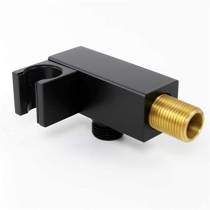 Hand Held Shower Head Holder Hose Connector Shower Wand Holder Wall Mount Adjustable Handheld Shower Handle Sprayer Holder Shower Elbow Shower Hose Adapter Toilet Bidet Spray Head Bracket Matte Black