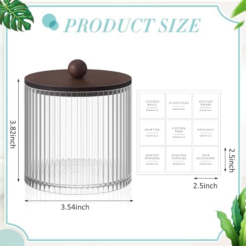 6 Pcs Plastic Holder Dispenser Bathroom Jars with Bamboo Lids, Brown