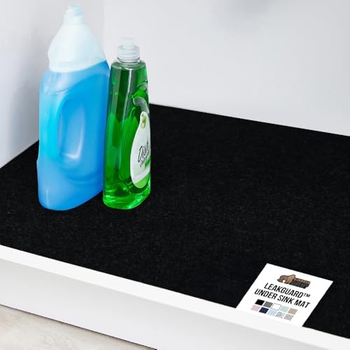 GORILLA GRIP LeakGuard Under Sink Mat for Kitchen Cabinet, 24x60 Black