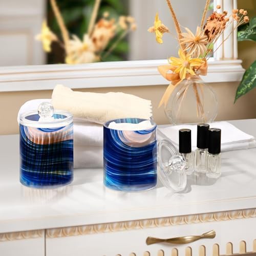 MNSRUU 4 Pack Qtip Holder Organizer Dispenser Marble Bathroom Containers Bathroom Vanity Storage Canister Apothecary Jars for Cotton Swabs/Pads/Floss