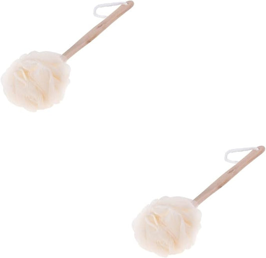Ipetboom 2pcs Bath Sponge Brush Handle Exfoliating Loofah Mesh Scrubber for Back and Feet Easy to Clean Suitable for All Ages for Daily Use and Travel