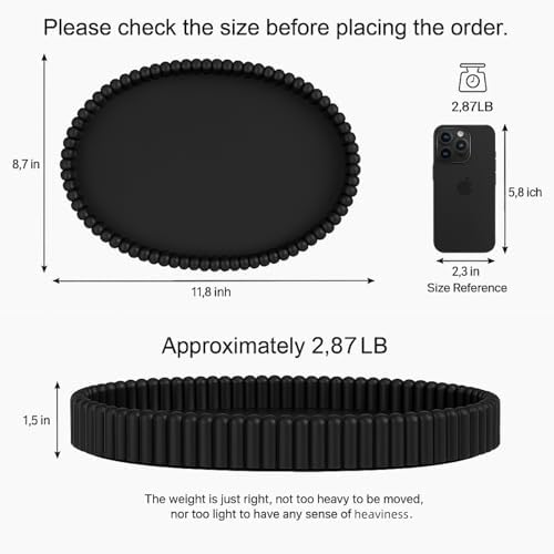 11.8in Black Decorative Tray- Scalloped Flat Oval Concrete Tray