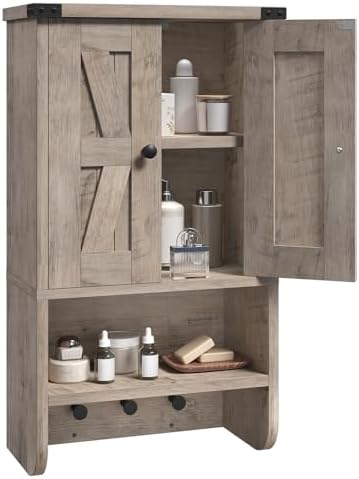 MAHANCRIS Bathroom Wall Cabinet, Farmhouse Wall-Mounted Medicine Cabinet