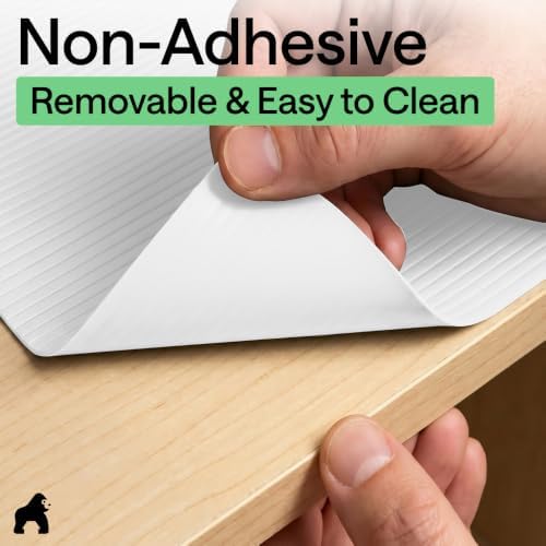 GORILLA GRIP Shelf Liner, Non-Adhesive Cabinet Liners, 17.5"x30' White