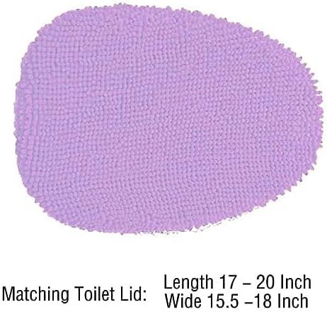 Madeals Chenille Bath Rug Set with Toilet Lid Cover and U-Shaped Toilet Floor Rug - Lavender