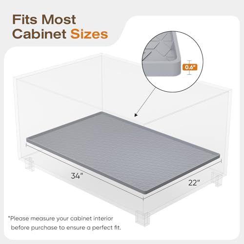 TRZZ Waterproof Under Sink Mat, 34"x22", Drip Tray Shelf Liner, Brown