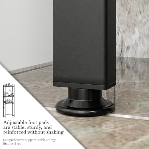 Over-The-Toilet Storage Rack 3-Tier Adjustable - Carbon Steel Bathroom Organizer Shelf with Non-Slip Base, Strong 200lb Load Bearing, Space Saver Shelves for Bathroom (64" H x 20.5" W) Black