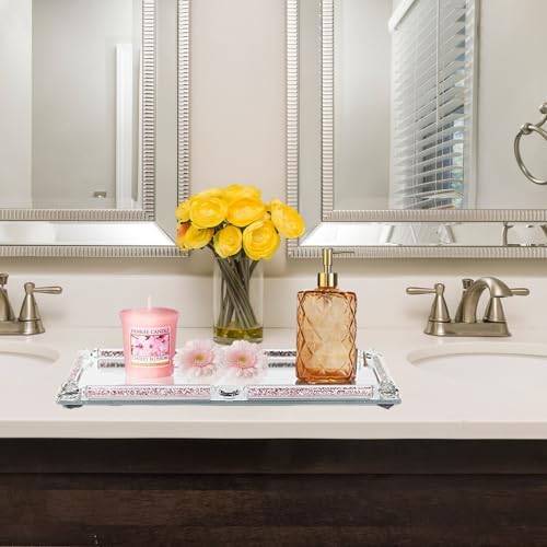 Large Crystal Tray, 15.7"x11.8"Rose Rectangular Makeup Perfume Tray