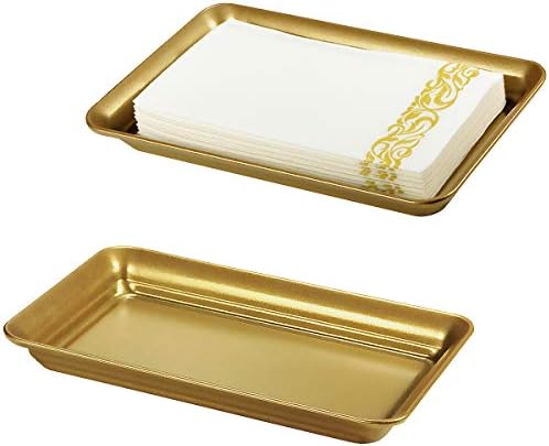 SheeChung Metal Vanity Tray, Bathroom Tray for Perfume Makeup Jewelry, Gold