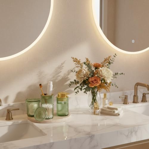 4pcs Green Glass Bathroom Accessories Set