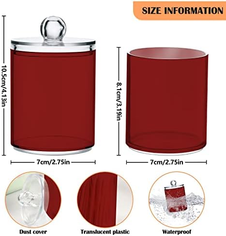 SHJI Fire Brick Qtip Holder Organizer Dispenser Cotton Swabs Cans Plastic Jars with Lid Set 2 Pack Bathroom Storage Canister for Cotton Ball Floss Cotton Pads