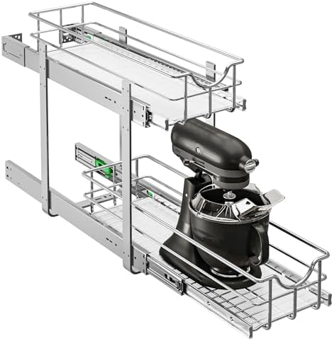 WelFurGeer 2-Tier Kitchen Cabinet Pullout Shelf and Drawer Organizer, Soft Close Pantry Pull Out Shelves, Heavy Duty Pull Out Cabinet Organizer with Shelf Liner for Kitchen Cabinets, Pantry Storage