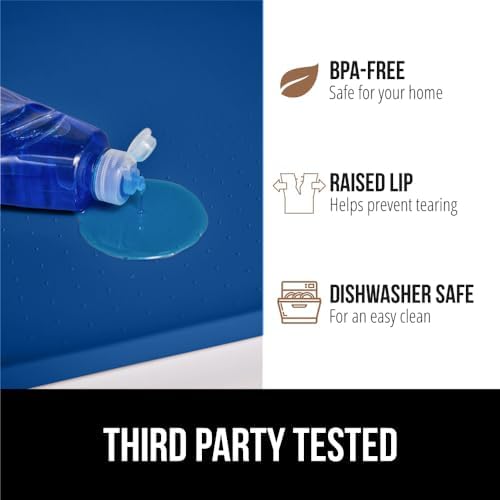 GORILLA GRIP Waterproof Silicone Under Sink Mat, Stay in Place, 28x22 Blue