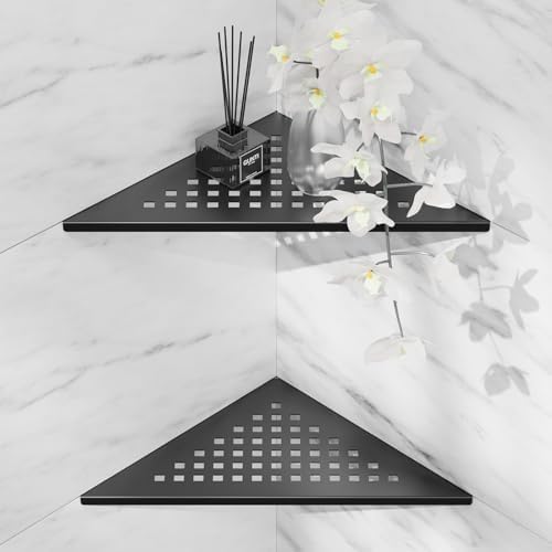 lives Shower Corner Shelf 2 Pack, 10-Inch 304 Stainless Steel, Black Square